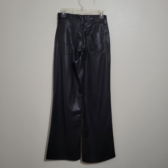 NWT Levi's 70's High Flare Faux Leather Black Pants Size 27 - Picture 7 of 14